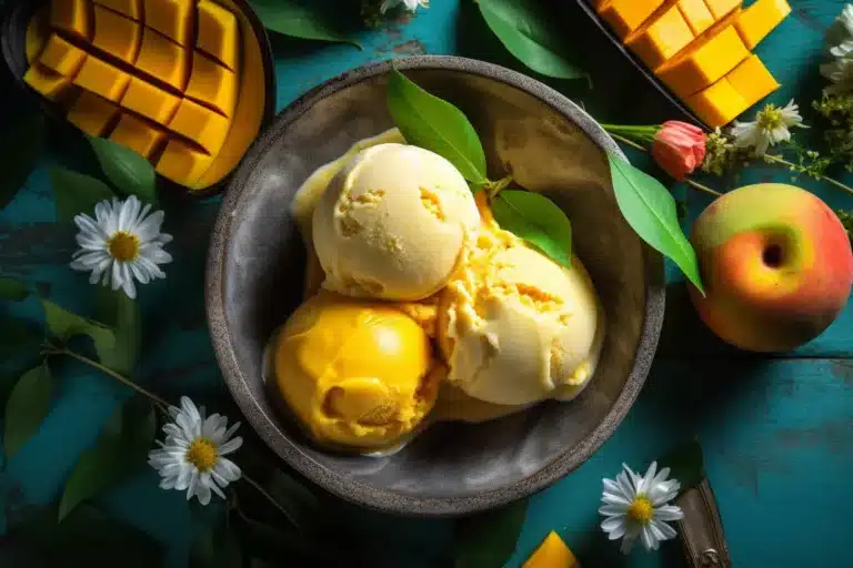 Served Mango Cottage Cheese Ice Cream