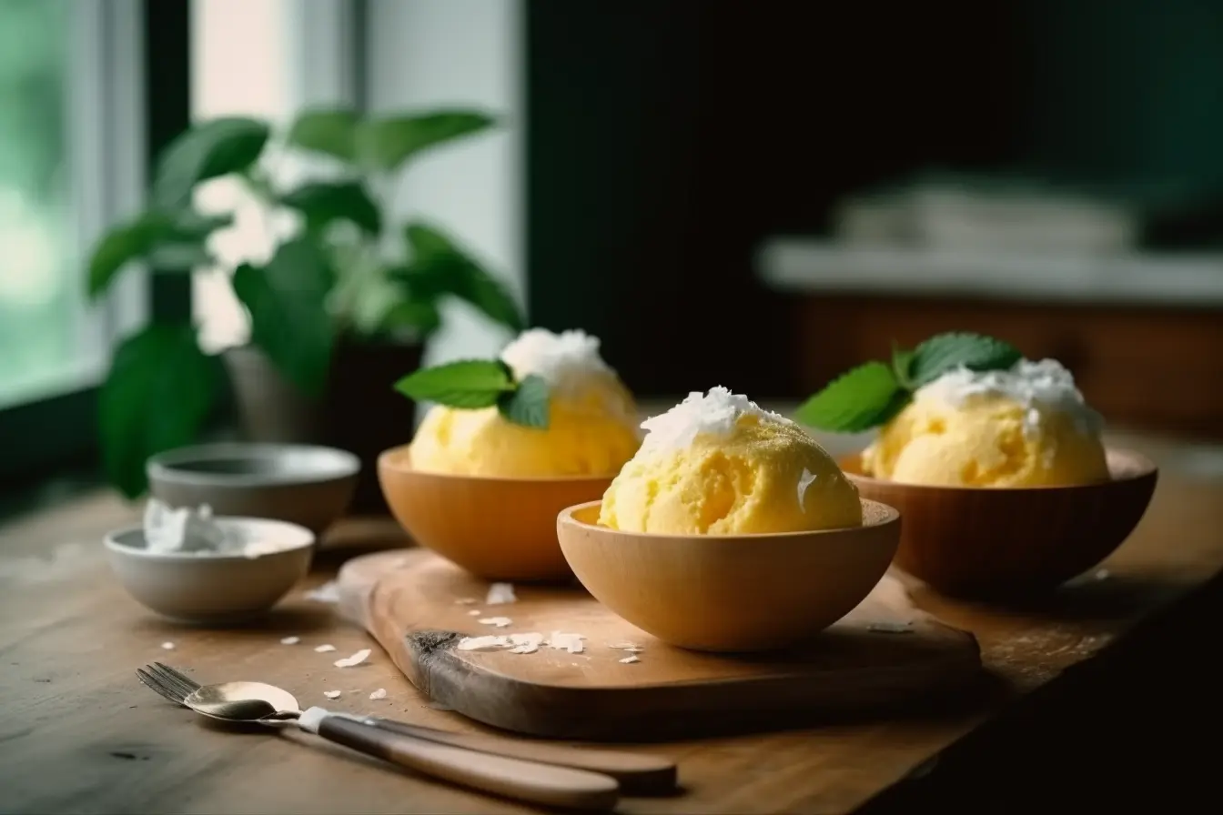 Served Mango Cottage Cheese Ice Cream