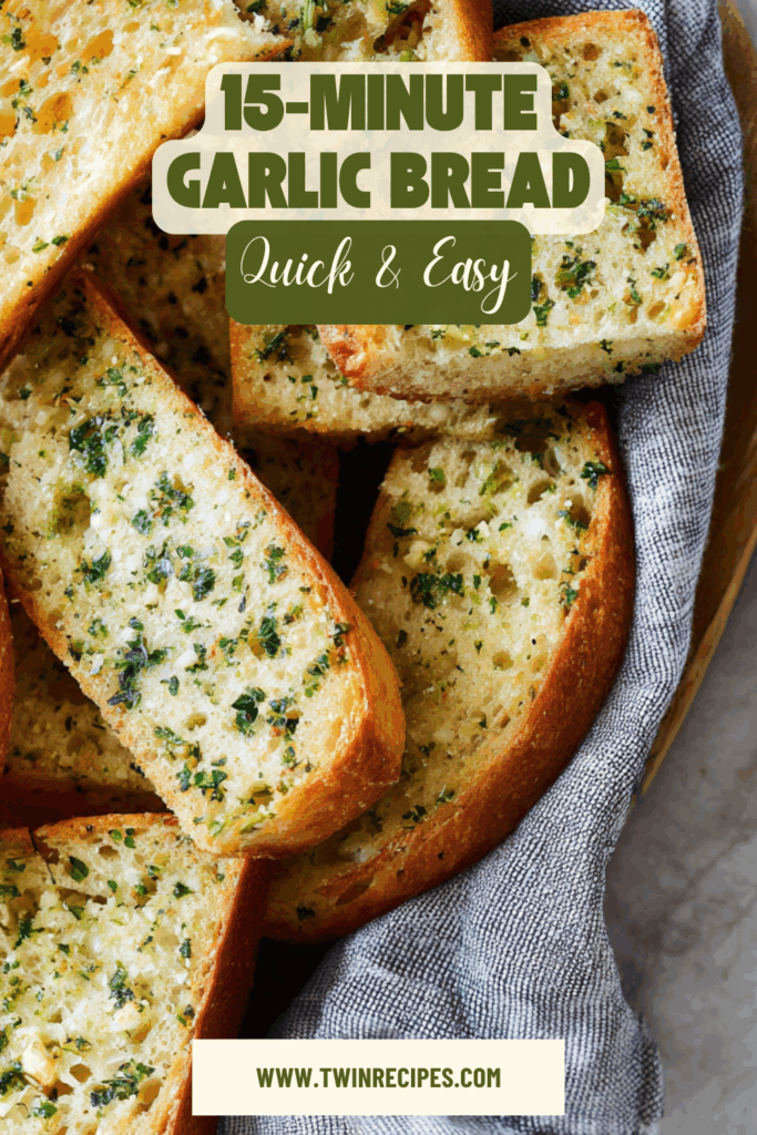 Quick and easy garlic bread recipe using white bread.