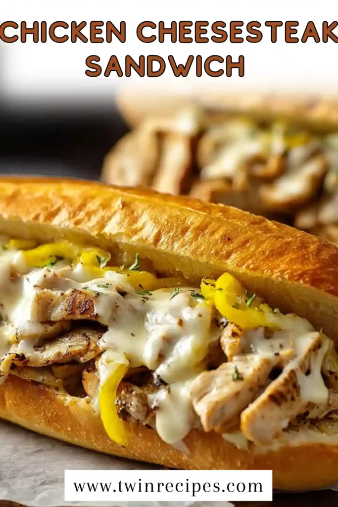 Juicy Chicken Cheesesteak filled with caramelized onions and melted cheese.