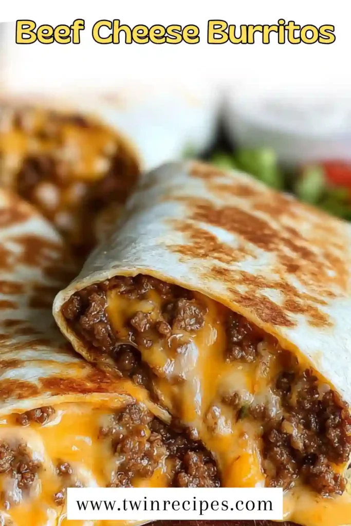 Golden-brown burritos filled with seasoned ground beef and creamy cheese sauce on a white plate.