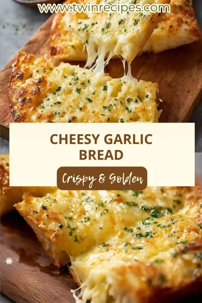 Crispy slices of homemade garlic bread on a baking sheet.
