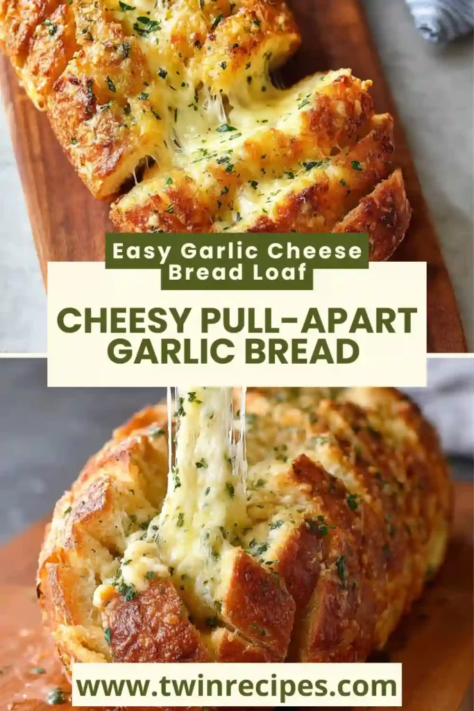 Cheesy pull-apart garlic bread loaf fresh from the oven.