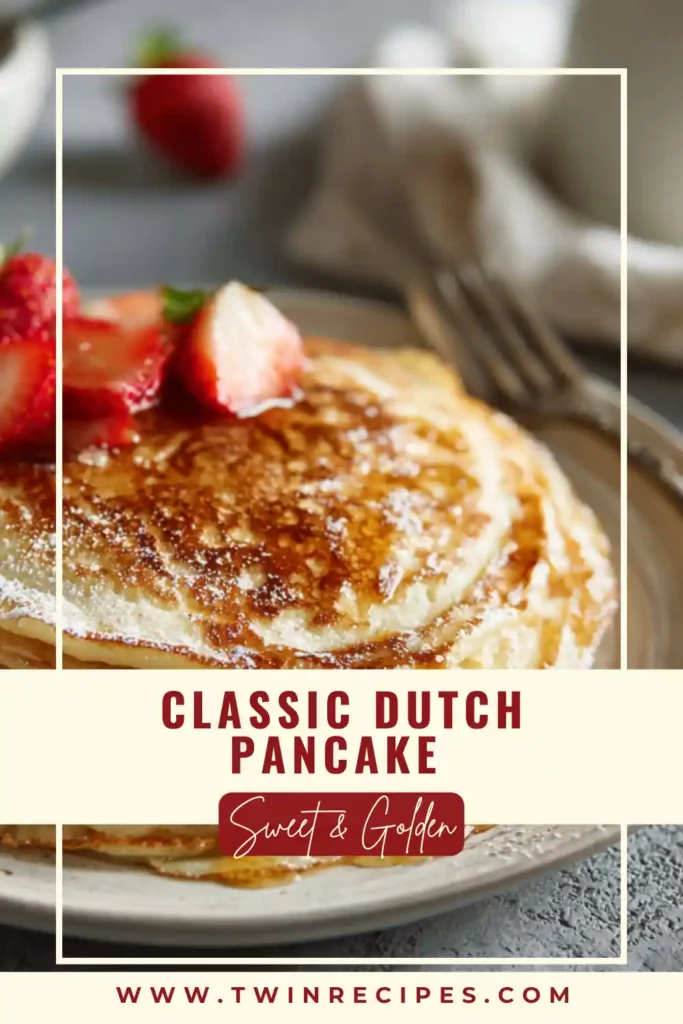 Authentic Dutch pancake folded with syrup drizzle.