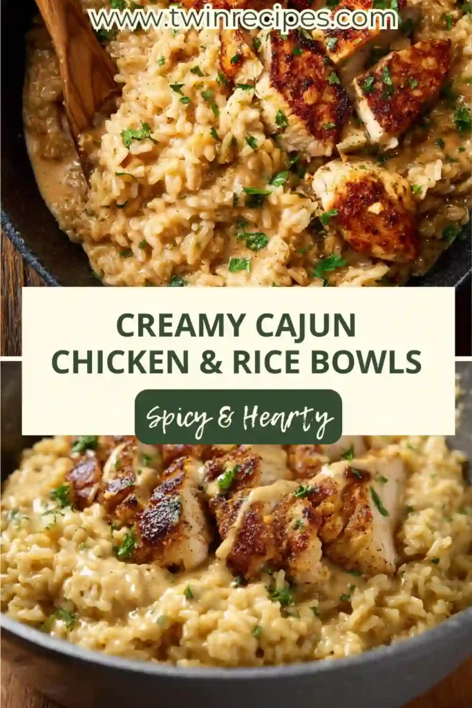 Spicy Cajun chicken and rice served in a skillet.