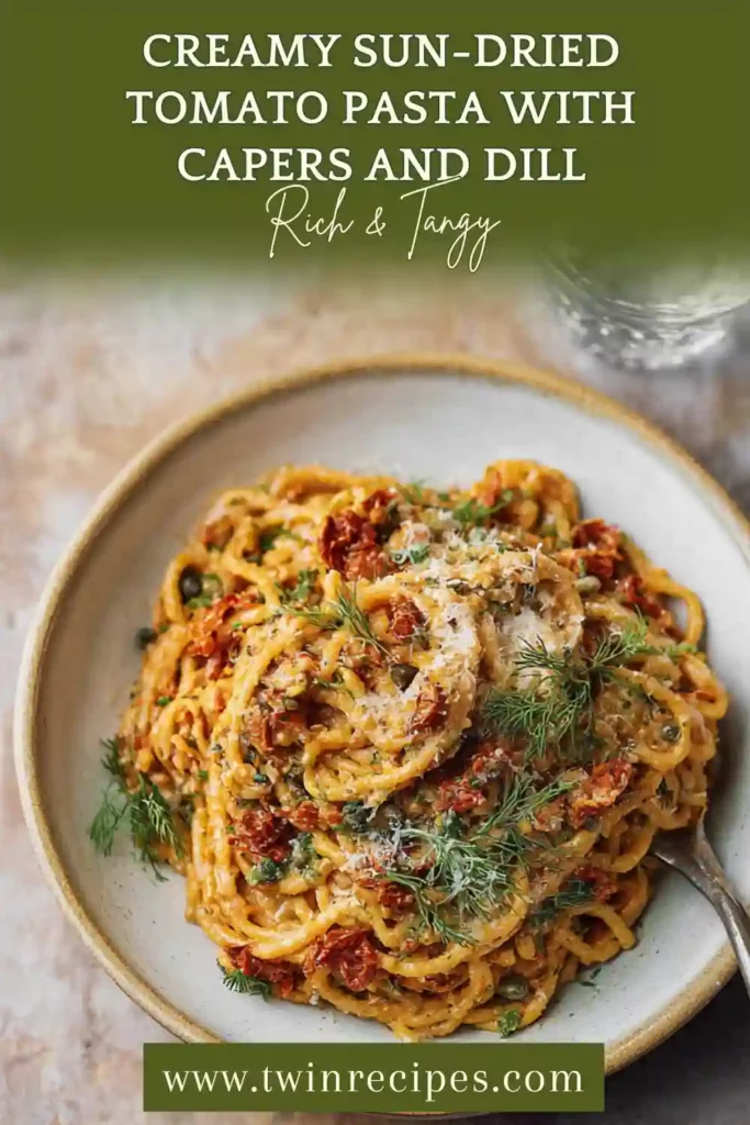 Pasta in creamy tomato sauce topped with herbs and parmesan.