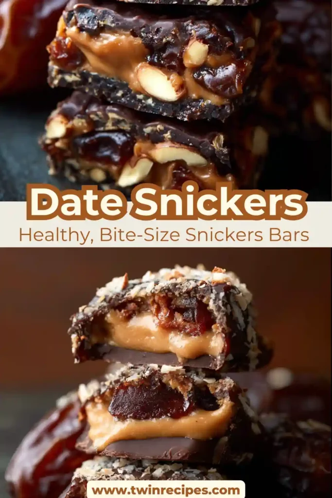 Bite-size healthy Snickers bars made with natural ingredients — perfect for afternoon snacking.