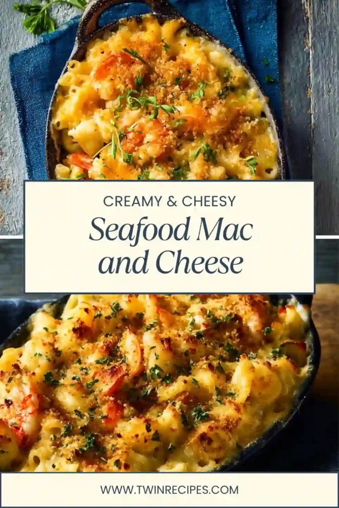 Baked mac and cheese topped with golden breadcrumbs and parsley.