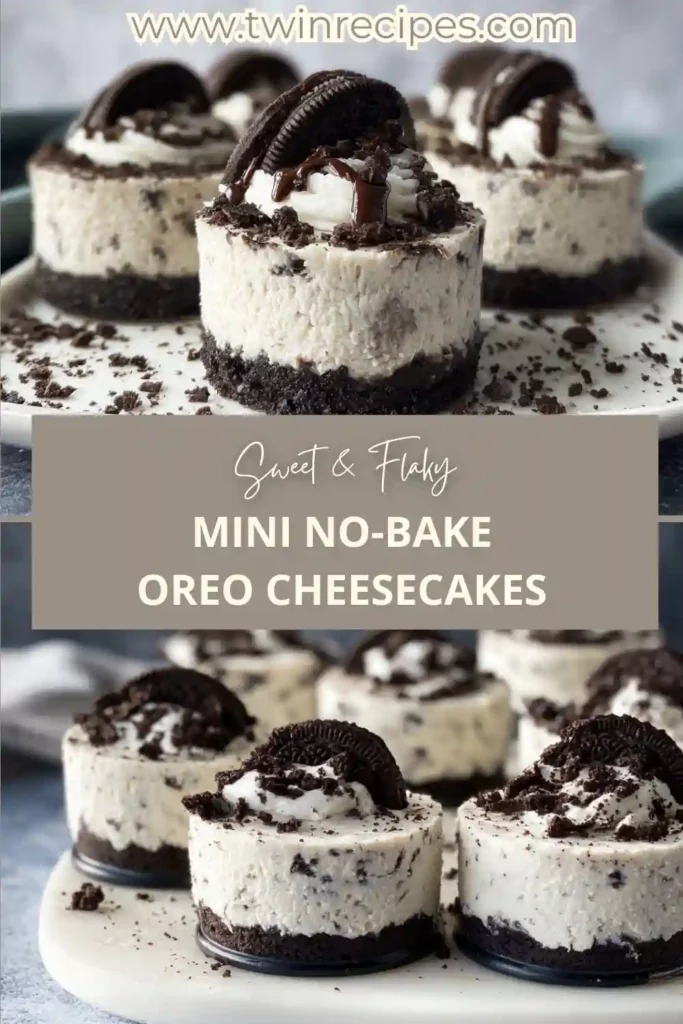 Close-up of creamy Oreo cheesecake cups with cookie crust and fluffy filling.