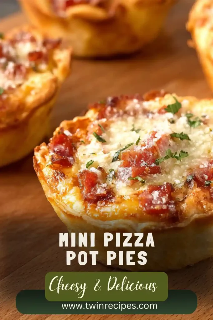Mini pizza pot pies filled with cheese, sauce, and pepperoni.