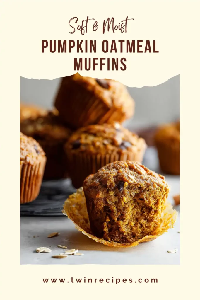 Freshly baked oatmeal pumpkin muffins with warm spices.