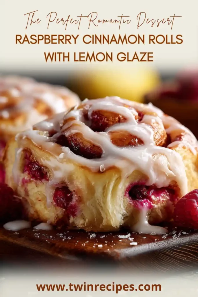 Cinnamon rolls with raspberry filling and lemon glaze — fluffy, sweet, and beautifully golden.