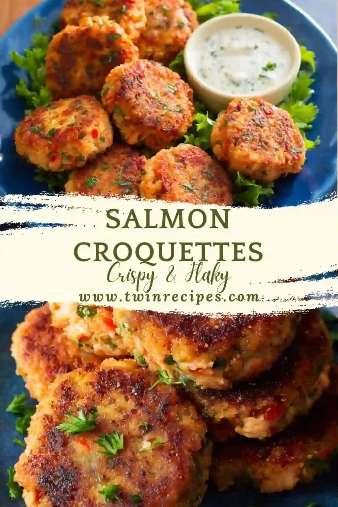 Close-up of flaky Southern Salmon Croquette on a fork.