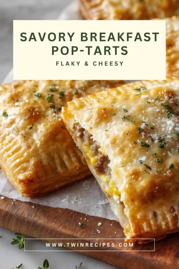 Flaky homemade savory breakfast pop-tarts filled with eggs, cheese, and bacon.