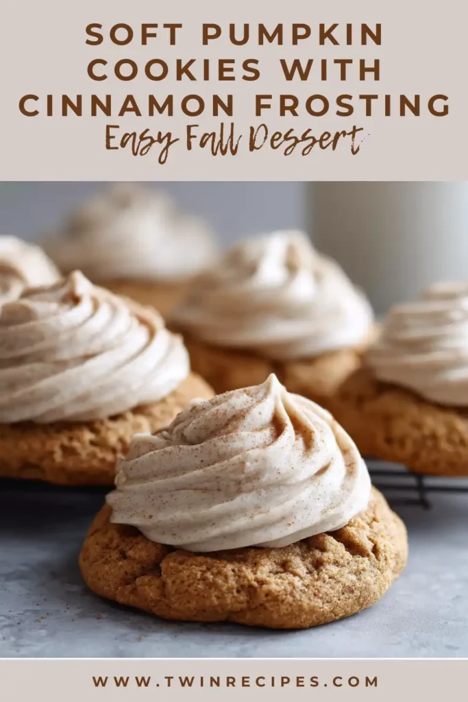 Pumpkin spice cookies with cinnamon frosting and powdered sugar dusting.