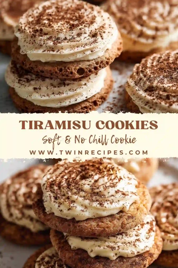 Homemade tiramisu cookies with espresso flavor and creamy frosting.