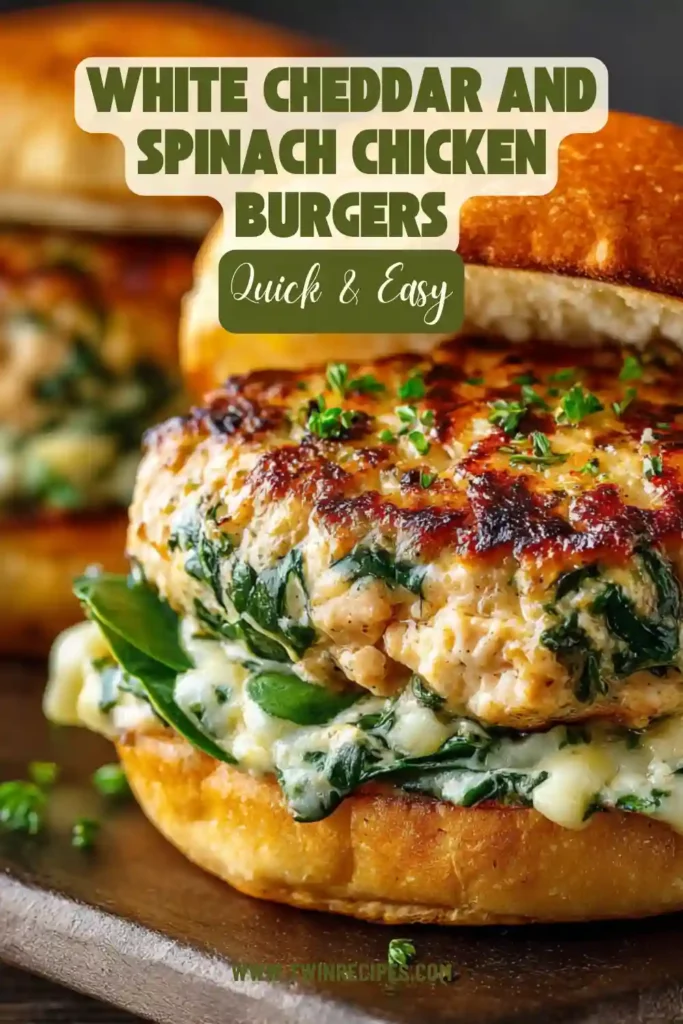 Healthy white cheddar chicken burgers on a plate with lettuce and tomato.