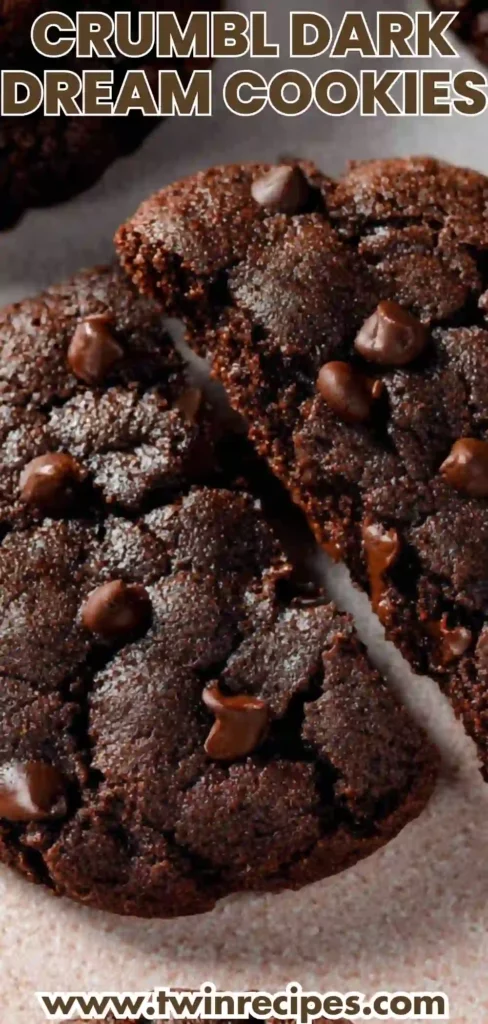 Thick and chewy Crumbl Dark Dream Cookies recipe filled with chocolate chips.