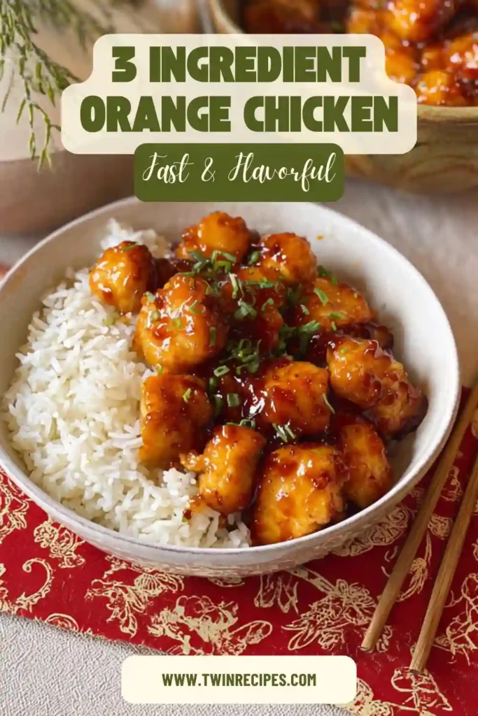 3 ingredient orange chicken served over rice
