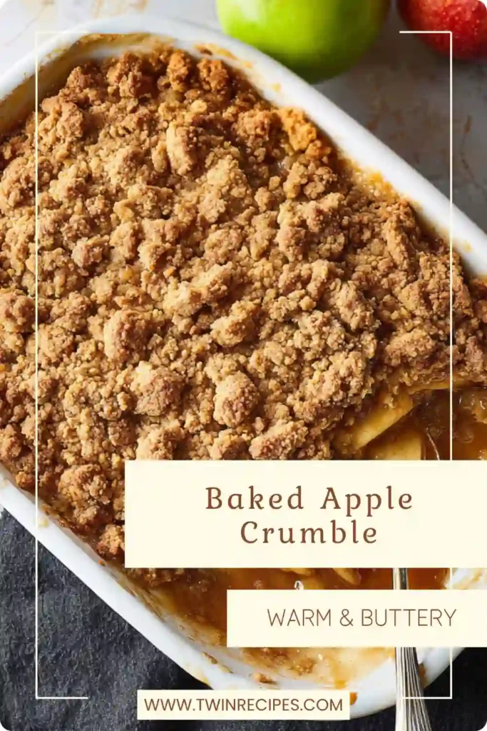 Apple dessert with golden brown crumb topping