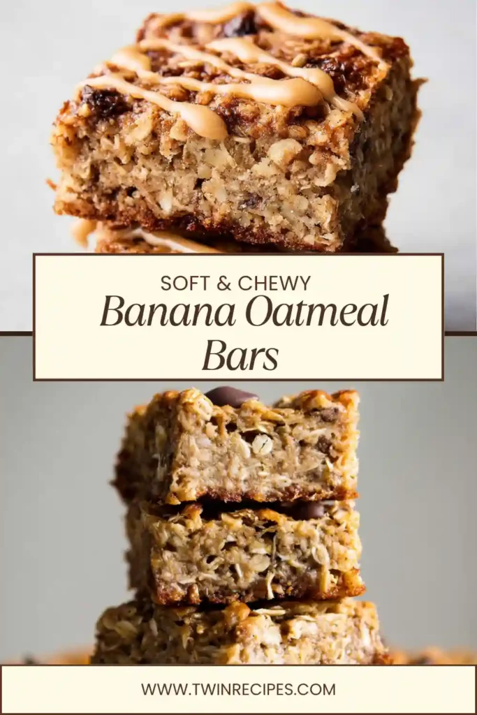 Healthy banana oat breakfast bars on parchment paper