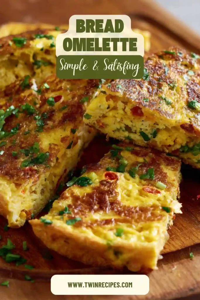 Bread omelette ready to serve, garnished with chopped coriander and black pepper.