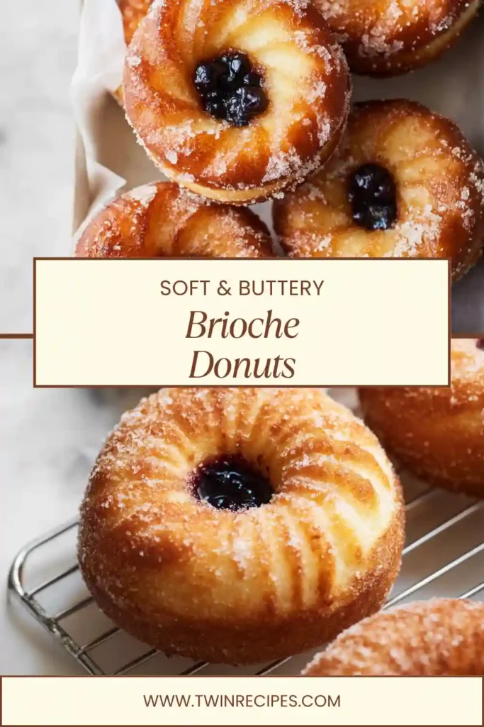 Close-up of a brioche donut showing the airy interior after a bite.