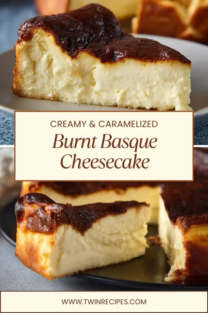 Burnt Basque Cheesecake with caramelized top and creamy interior.