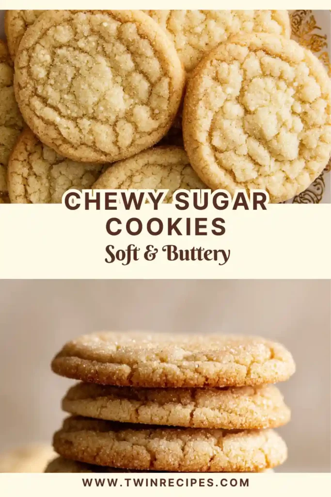 Classic chewy sugar cookies sprinkled with sugar