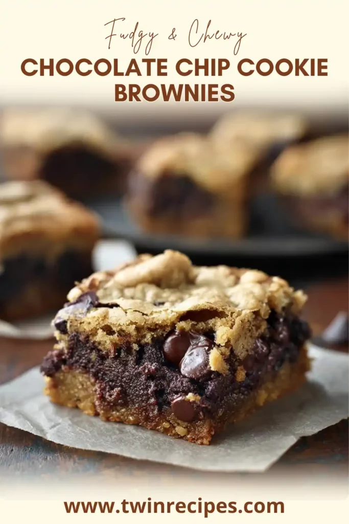 Close-up of a cookie brownie bar with melted chocolate chips on top.
