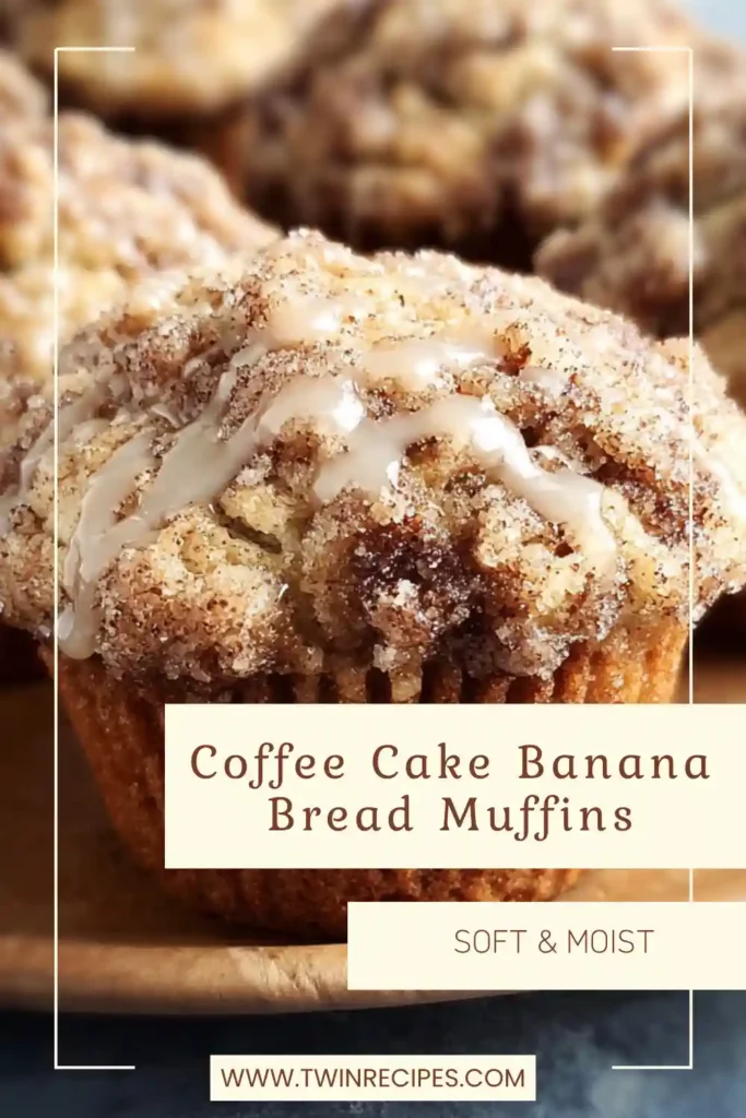 Close-up of moist banana muffins topped with golden cinnamon-sugar crumbs.