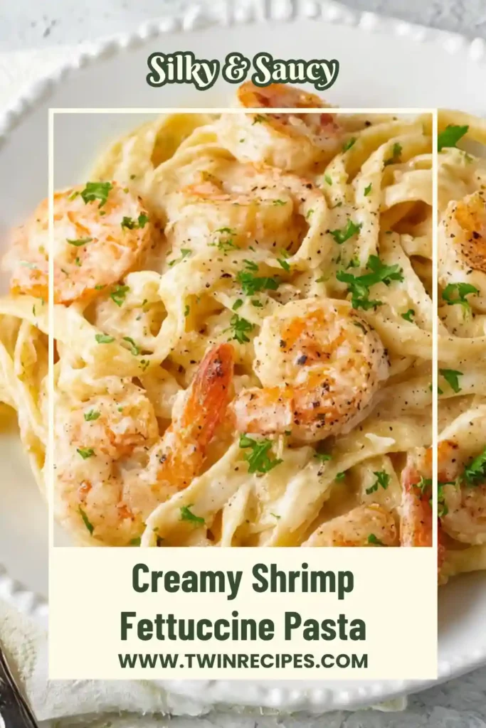 Fettuccine tossed in creamy Alfredo sauce with shrimp