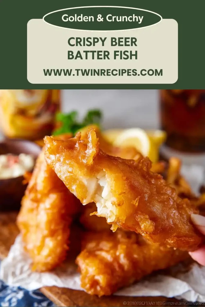 Golden beer-battered fish fillets served with chips