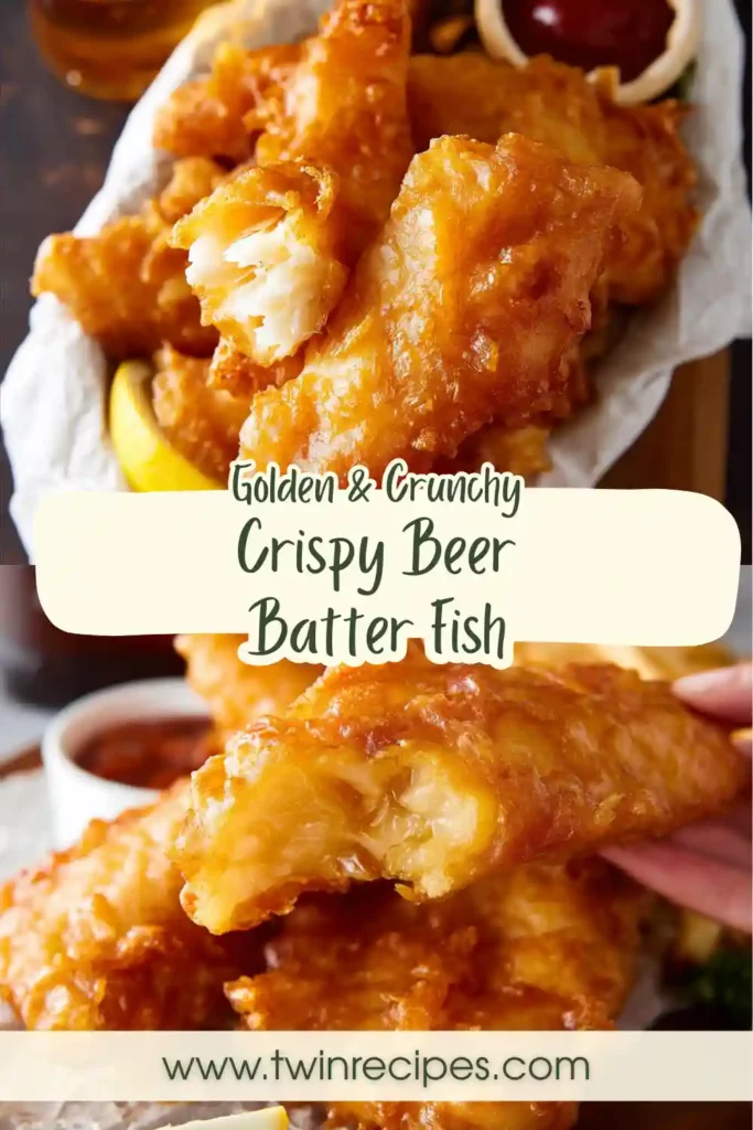 Crispy fried fish with light beer batter coating