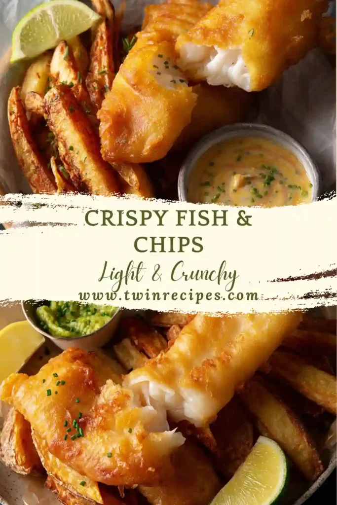 Crispy homemade fish and chips with golden batter