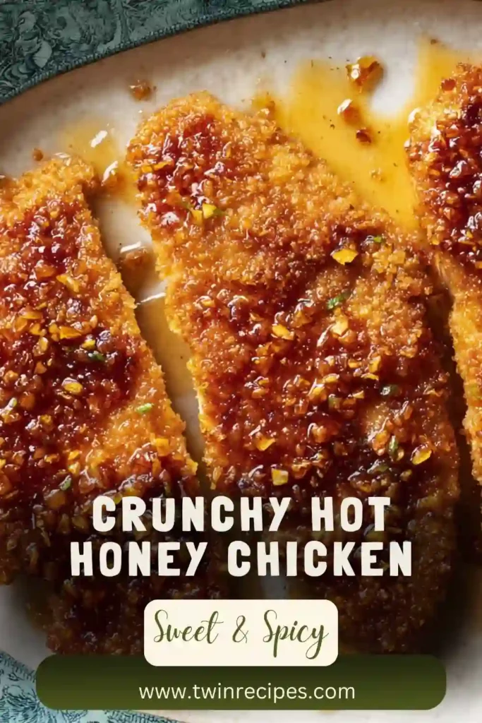 Crispy baked hot honey chicken tenders on a plate