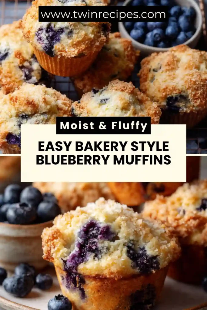 Fresh blueberry muffins with golden crust