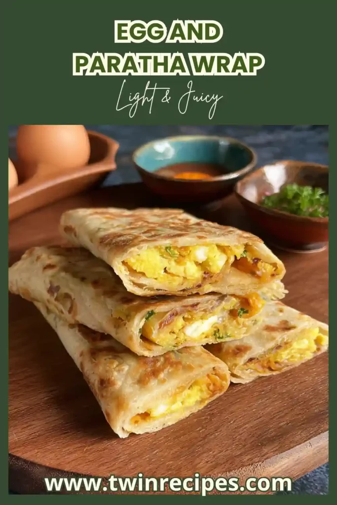 Close-up of egg and paratha wrap showing melted cheese and vegetables inside.