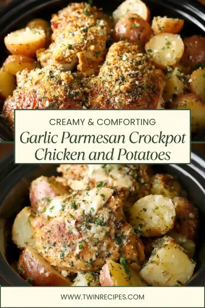 Slow cooker chicken and potatoes topped with parsley