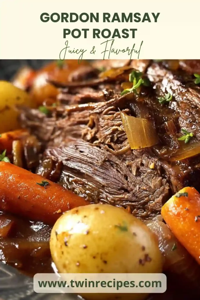 Gordon Ramsay pot roast served with vegetables and gravy