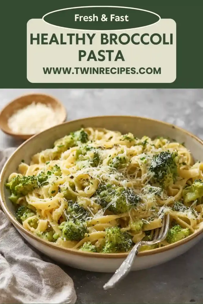 Healthy broccoli pasta with garlic and olive oil
