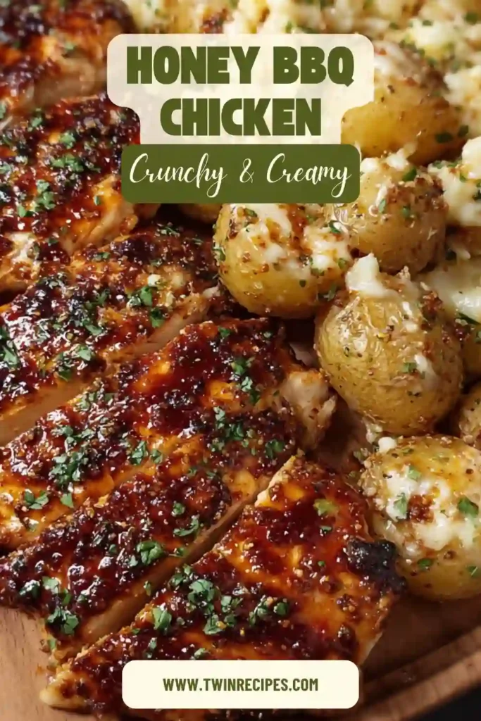Skillet of creamy garlic parmesan potatoes with herbs.