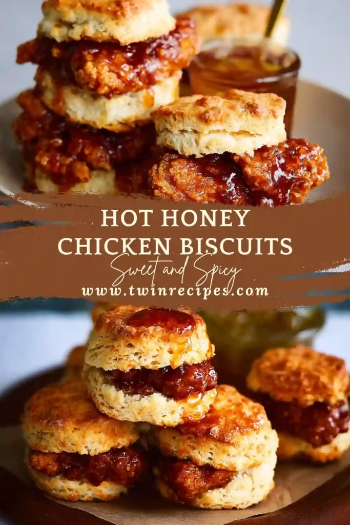 Close-up of golden chicken biscuit with spicy honey glaze