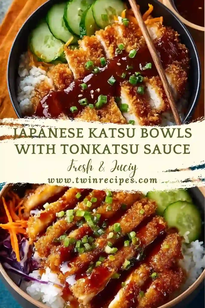 Close-up of golden breaded cutlet strips over rice, topped with tonkatsu sauce and green onions.