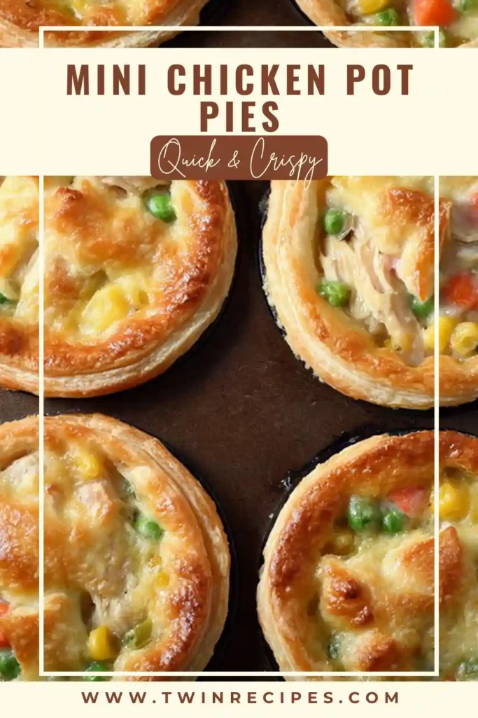 Plate of three mini chicken pot pies with parsley garnish and dipping sauce on the side.