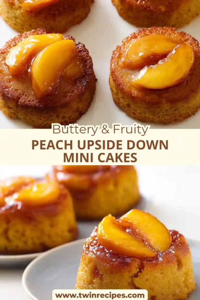Caramelized peach mini cakes topped with glaze