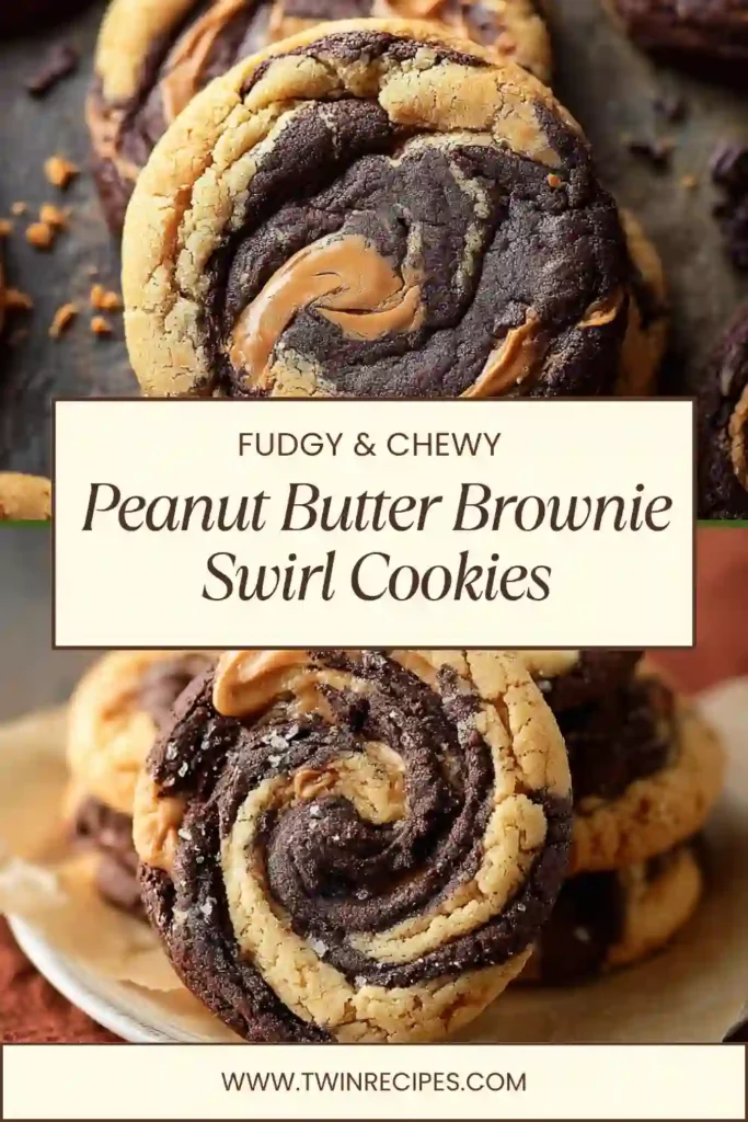 Close-up of chocolate peanut butter marbled cookies