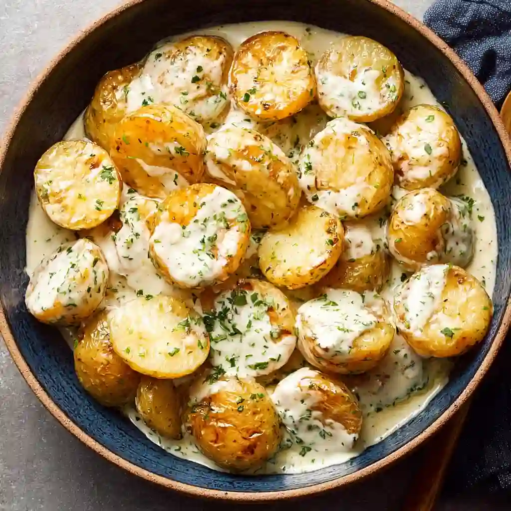Potatoes with Garlic Cream Sauce
