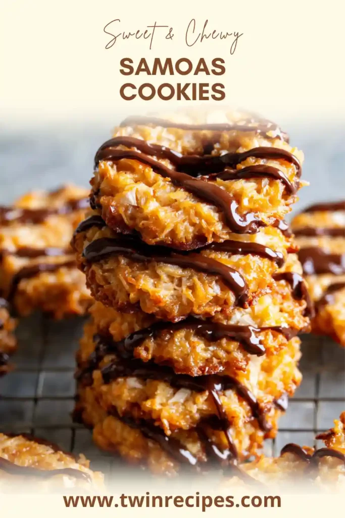 Homemade Samoas cookies with caramel and chocolate drizzle