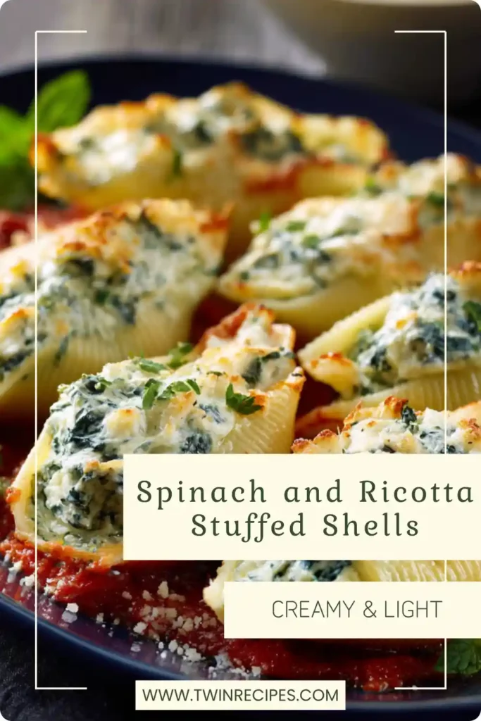 Creamy vegetarian stuffed shells with cheese and spinach